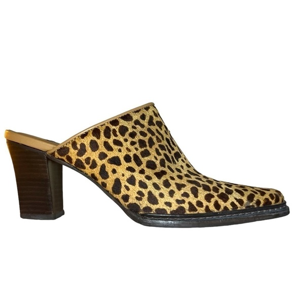 Matisse Leopard Print Calf Hair Mules Made in Brazil Size 6.5 - Picture 1 of 10